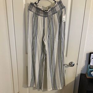 Indigo Rein Blue and White Striped Wide Leg Pants